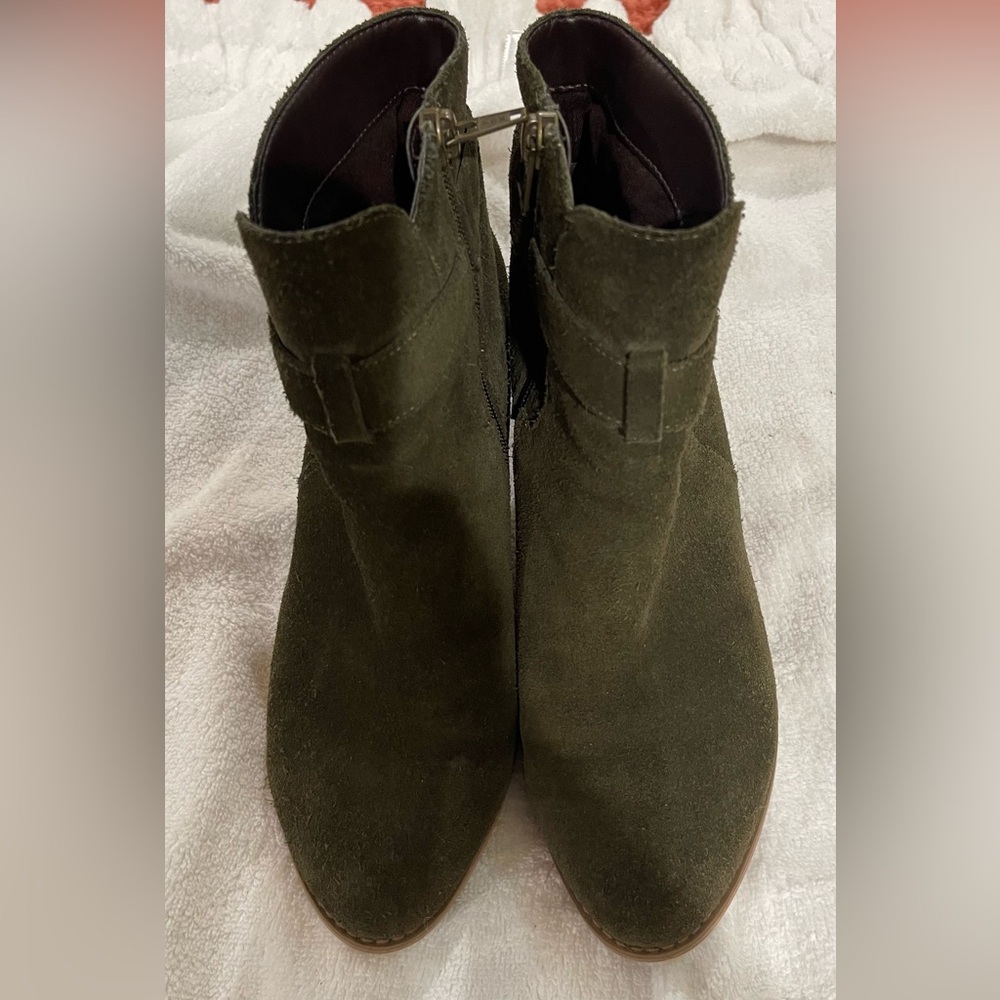 Sole Society Dark Olive Green Suede Ankle Booties